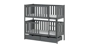 Stylish Graphite David Bunk Bed with Storage and Foam Mattresses (H)179cm (W)198cm (D)98cm - Versatile & Modern