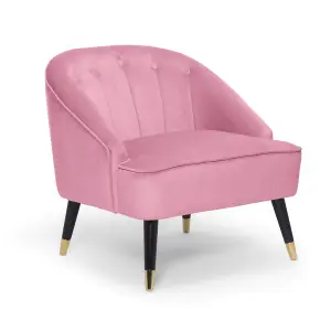 Velvet Pink Slipper Bedroom Accent Chair