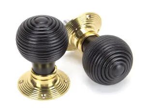 From The Anvil Ebony & Polished Brass Beehive Mortice/Rim Knob Set