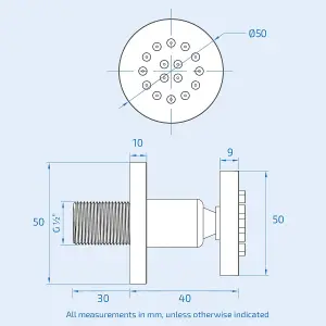 Flora 3 way 3 dial Round Concealed Thermostatic Mixer Valve, Body Jets, Shower head and handheld