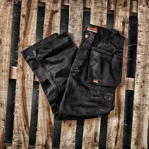 Scruffs WORKER PLUS Black Work Trousers with Holster Pockets Trade Hardwearing - 32in Waist - 30in Leg - Short