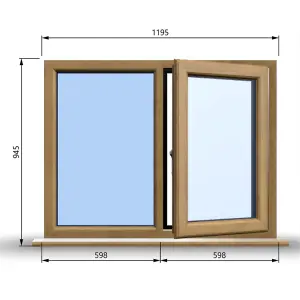 1195mm (W) x 945mm (H) Wooden Stormproof Window - 1/2 Right Opening Window - Toughened Safety Glass