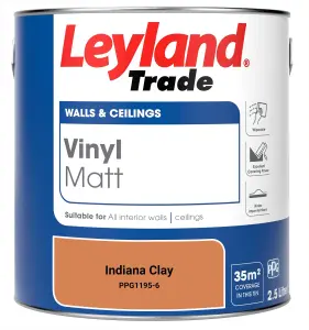 Leyland Trade Vinyl Matt Walls & Ceilings Emulsion Paint Indiana Clay (PPG1195-6) 2.5L