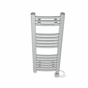 Right Radiators Prefilled Thermostatic Electric Heated Towel Rail Curved Ladder Warmer Rads - Chrome 800x300 mm