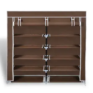 Berkfield Fabric Shoe Cabinet with Cover 115 x 28 x 110 cm Brown