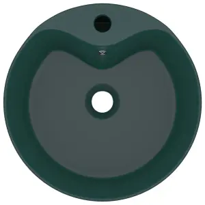 Luxury Wash Basin with Overflow Matt Dark Green 36x13 cm Ceramic