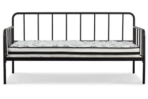 Balance Day Bed in Black Metal Finish, 3FT Single Size (90x190) Guest Bed, Sturdy, Frame Only