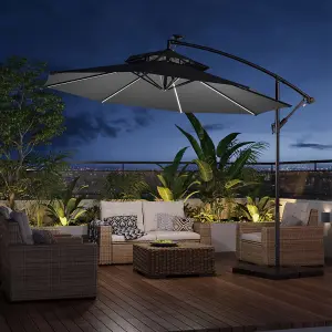 Double-Top Cantilever Parasol with Lights and Parasol Base