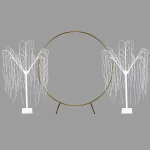 Wedding Moongate - Gold & 2 x Weeping Willow Tree 180cm Warm White