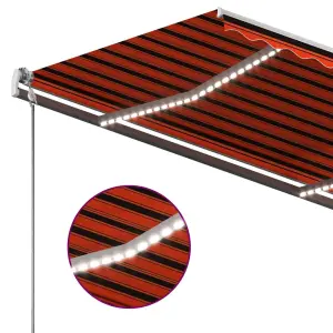 Berkfield Manual Retractable Awning with LED 350x250 cm Orange and Brown