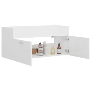 Berkfield Sink Cabinet High Gloss White 100x38.5x46 cm Engineered Wood