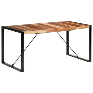 Cheyenne Dining Table Solid Wood Light Brown / Black / H75 x L160 x W80cm