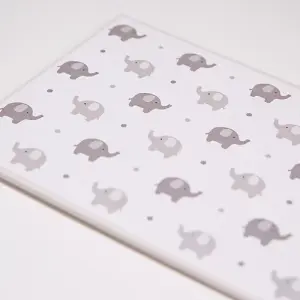 Cute Baby Elephant Grey Photo Album with Silver Stars and Palm Leaves