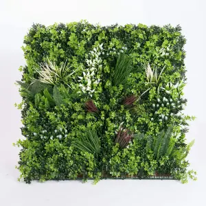 Blooming Artificial - 100cm / 3.25ft Green / White Fake Galaxy Living Wall