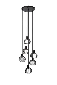 Lucide Mikaela Modern Pendant light 35cm - 6xE14 - Black