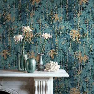 Clarissa Hulse Canopy Peacock Blue Smooth Wallpaper