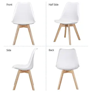 Yaheetech Pack of 4 White Dining Chairs with Beech Wood Legs