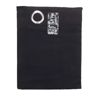 Homescapes Plain Black Cotton Eyelet Curtains 137 x 228 cm