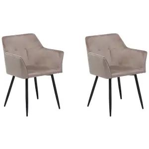 Set of 2 Dining Chairs JASMIN Velvet Taupe