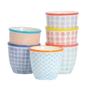 Nicola Spring - Hand-Printed Plant Pots - 14cm - Pack of 6