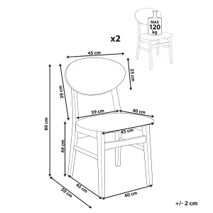 Set of 2 Dining Chairs AMERY Rubberwood Light Brown