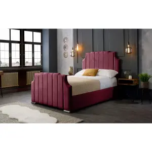 Nelson Plush Velvet Maroon Bed Frame