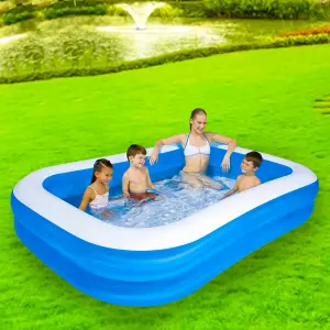 Rectangular Inflatable Swimming Pool  Family Paddling Pool for Garden Fun Medium