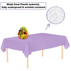 Light Purple Plastic Table Cover, Disposable Wipe Clean Waterproof Tablecloth - 54"x108"