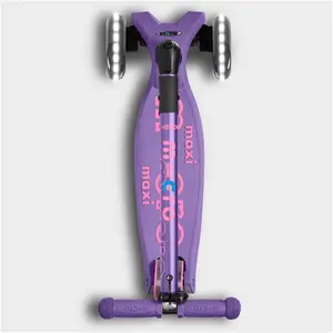 Maxi Micro Deluxe Scooter | Foldable With Light Up Wheels | 3 Wheel Scooter For 5-12 Year Olds | Purple Micro Scooters