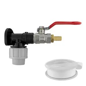 20mm waterpipe mdpe back/wall plate with full flow valve+universal garden hose 13mm barb connector