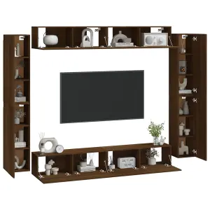 Berkfield 8 Piece TV Cabinet Set Brown Oak Engineered Wood