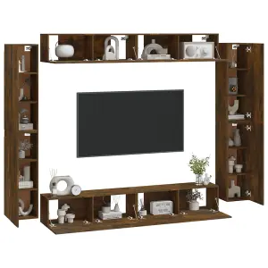 Berkfield 8 Piece TV Cabinet Set Smoked Oak Engineered Wood