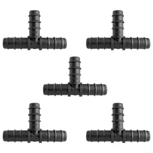 garden irrigation water supply pipe tee connectors, pack of 5