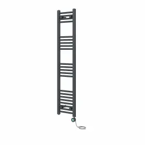 Rinse Bathrooms 800W Electric Thermostatic Heated Towel Rail Bathroom Radiators Straight with Timer - Anthracite - 1400x300mm