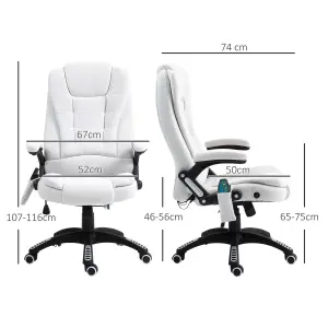 Vinsetto Office Chair w/ Heating Massage Points Relaxing Reclining Cream White