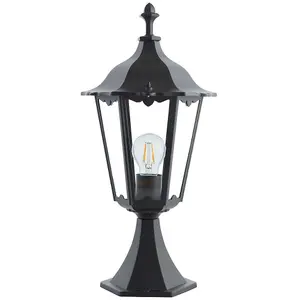 2 PACK Outdoor Post Lantern Light Matt Black & Clear Glass Garden Wall Lamp LED