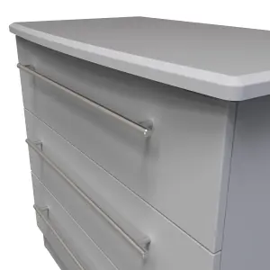 Ready assembled Matt grey 3 Drawer Chest of drawers (H)695mm (W)765mm (D)415mm