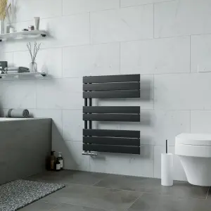 Agadon Panio Up Designer Panel Towel Radiator 745 x 600 mm Black - 1526 BTU - 10 Years Guarantee