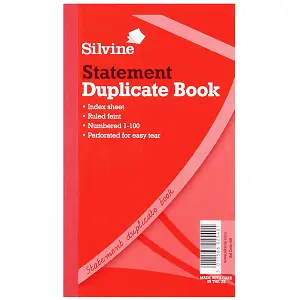 Silvine Duplicate Large Feint 200 Sheets Statement Book (Pack Of 6) White (One Size)