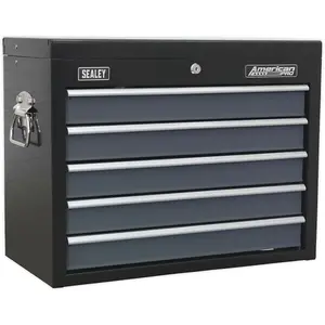 Lockable Black 5 Drawer Tool Chest Storage Cabinet - 600 x 305 x 470mm