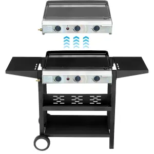 Portable 3 Burner Gas Grill BBQ Stainless Steel Outdoor Propane Cooktop with Foldable Stand