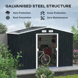 9 ft. W x 6 ft. D Metal Garden Shed Grey