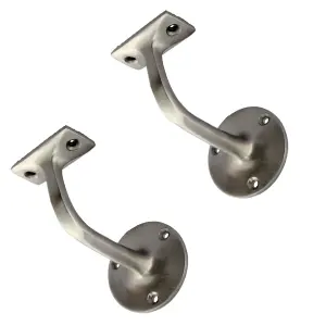 2 Satin Handrail Bannister Support Stair Rail Bracket