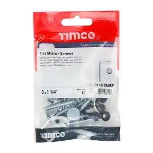 TIMCO Mirror Screws Flat Head Chrome - 8 x 1 1/4