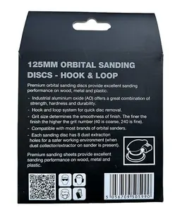 10 x 125mm 60 Grit Orbital Sander Sanding Sheets Discs Coarse Hook & Loop  5"