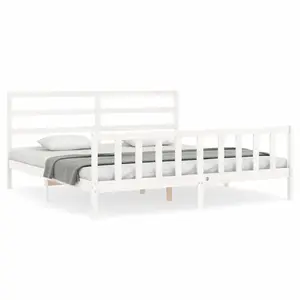 Berkfield Bed Frame with Headboard White 200x200 cm Solid Wood