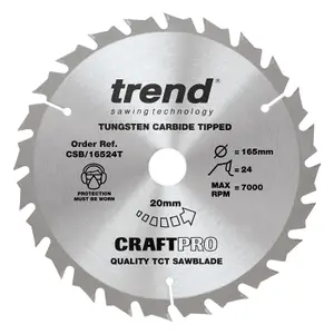 Trend CraftPro Cordless Saw Blade 165 x 20mm x 24T/40T (Pack 3)