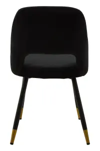 Black Velvet Dining Chair, Velvet Upholstered Accent Dining Table Chair, Tapered Back Living Room Chair