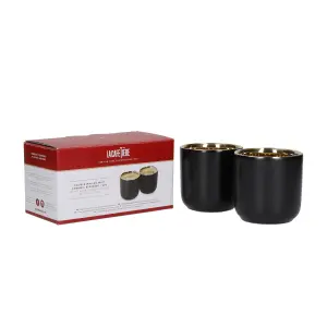 La Cafetiere Edited Set of 2 Insulated Black and Gold Mugs