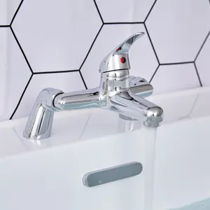 BATHWEST Bathroom Bath Filler Mixer Taps Chrome Brass Bath Tub Taps Curved Single Lever